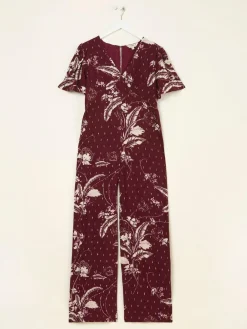 Best Fat Face FatFace Azalea Claret Floral Print Jumpsuit