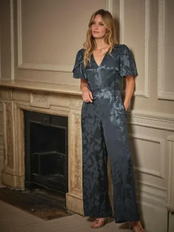 Clearance Fat Face FatFace Azalea Dark Navy Jacquard Jumpsuit