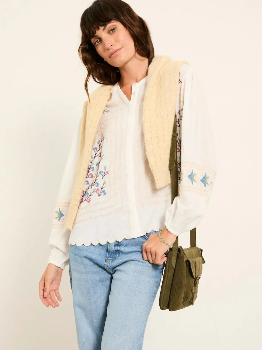 Fat Face FatFace Betsie Ivory Embroidered Blouse^Women Blouses & Shirts