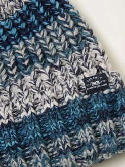 Clearance Fat Face FatFace Twist Colourblock Beanie Blue
