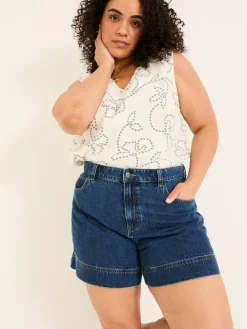 Hot Fat Face FatFace Broadway 100% Cotton Denim Shorts Denim Vintage