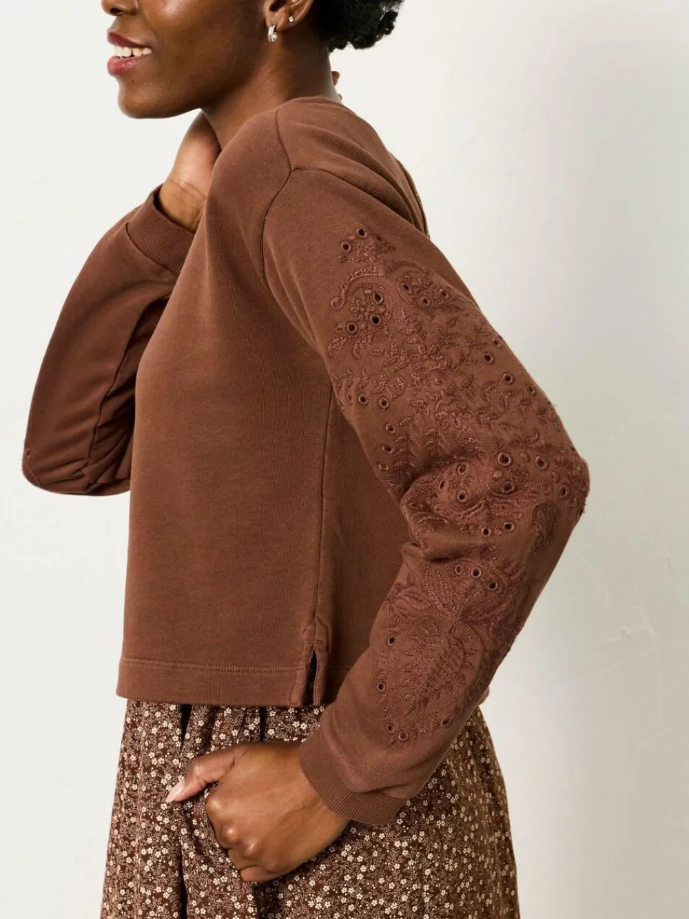 Fat Face FatFace Brown Ditsy Petite Noa 2in1 Midi Dress^Women Midi Dresses|Dresses