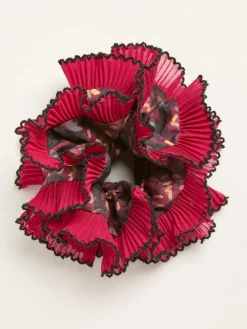 Fat Face FatFace Burgundy Red Sketchy Texture Printed Scrunchie^Women Jewellery