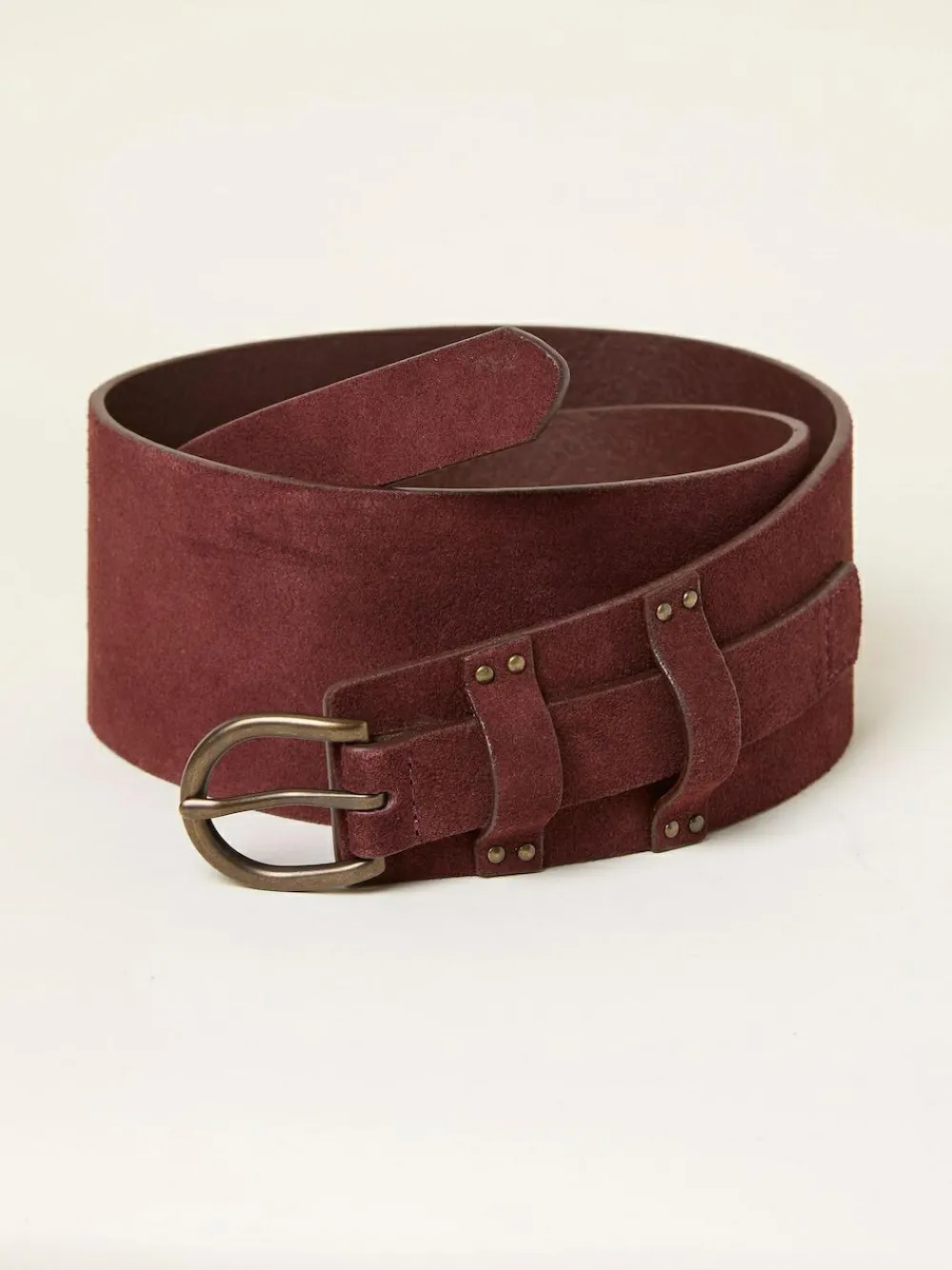 Hot Fat Face FatFace Suede Waist Belt Burgundy Red