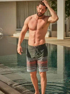 Clearance Fat Face FatFace Camber Pink Blue Stripe Swim Shorts