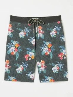 Hot Fat Face FatFace Camber Washed Black Hibiscus Swim Shorts