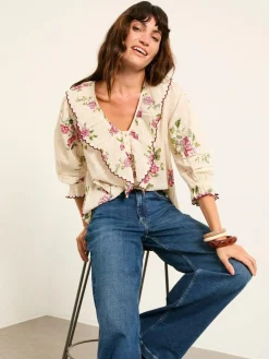 Online Fat Face FatFace Carly Blouse Ivory Spring Floral
