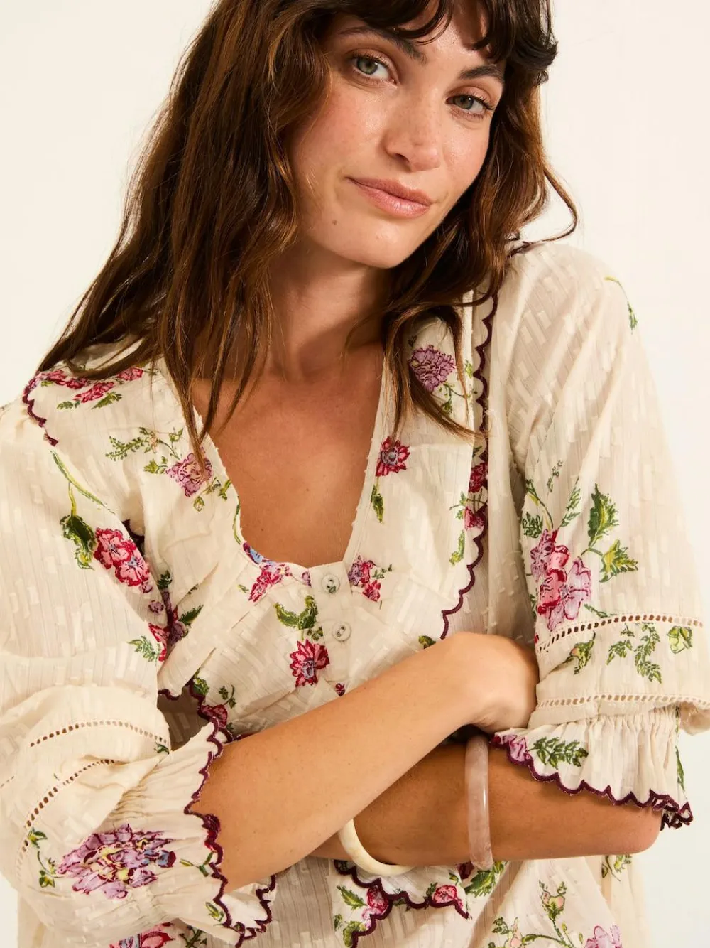 Online Fat Face FatFace Carly Blouse Ivory Spring Floral