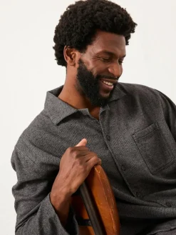 New Fat Face FatFace Charcoal Grey Brushed Twill Pyjama Shirt