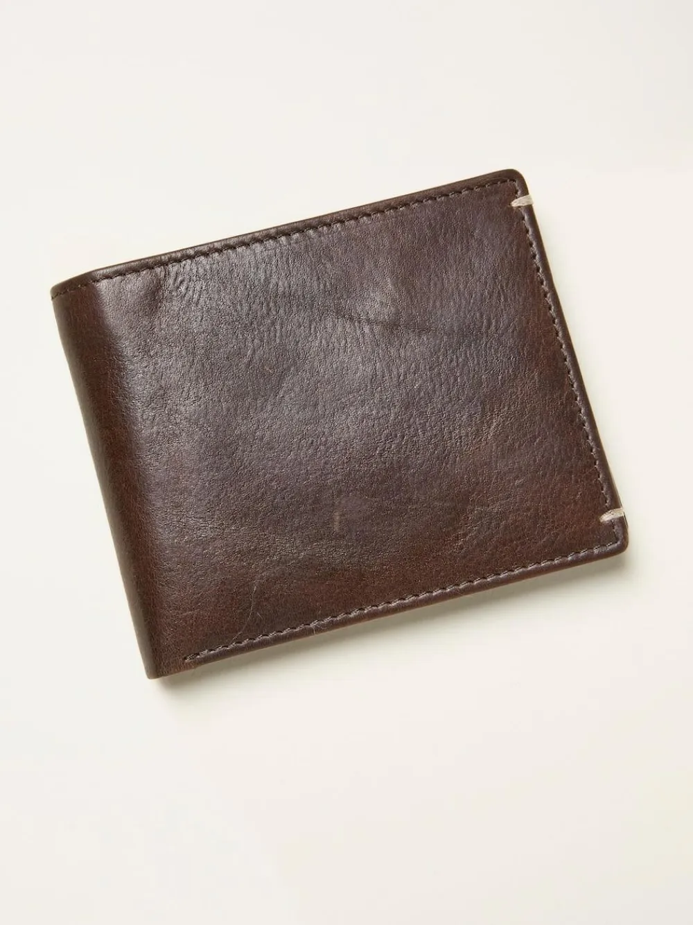 Fat Face FatFace Chocolate Brown Corner Stitch Detail Leather Wallet^ Wallets