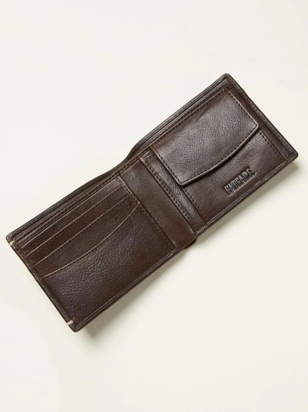 Fat Face FatFace Chocolate Brown Corner Stitch Detail Leather Wallet^ Wallets