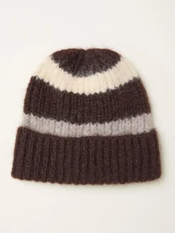 Discount Fat Face FatFace Stripe Beanie Chocolate Brown