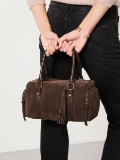 Fat Face FatFace Chocolate Brown Suede Bowling Bag^Women Bags