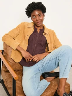 Best Fat Face FatFace Claire Broderie Top Chocolate Brown