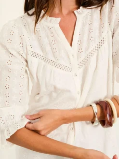 Sale Fat Face FatFace Claire Broderie Top Ivory