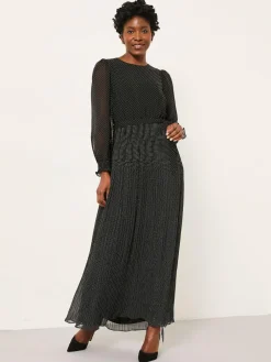 Online Fat Face FatFace Darcy Black Pin Spot Darcy Midi Dress