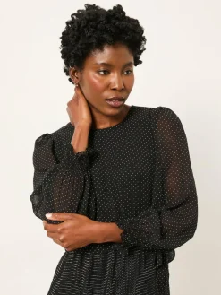 Online Fat Face FatFace Darcy Black Pin Spot Darcy Midi Dress