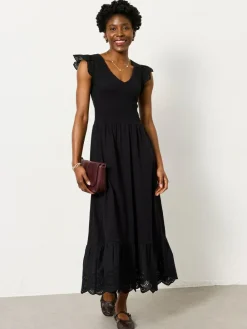 Discount Fat Face FatFace Demi Black Petite Jersey Midi Dress