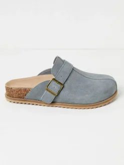 Discount Fat Face FatFace Elda Suede Clogs Blue