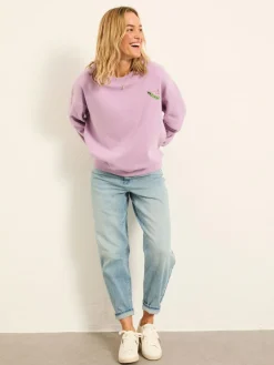 Clearance Fat Face FatFace Emily Lilac Purple Sweet Pea Graphic Crew Sweat
