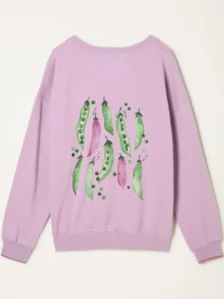 Clearance Fat Face FatFace Emily Lilac Purple Sweet Pea Graphic Crew Sweat