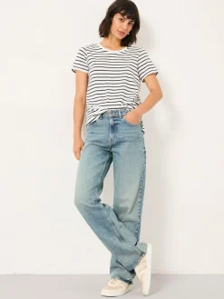 Fat Face FatFace Filby Relaxed Straight Jeans Bleach Wash Denim