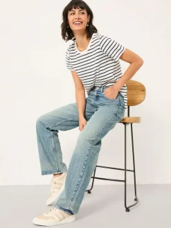 Fat Face FatFace Filby Relaxed Straight Jeans Bleach Wash Denim