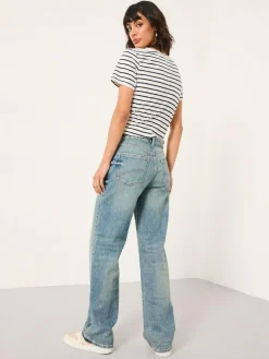 Fat Face FatFace Filby Relaxed Straight Jeans Bleach Wash Denim