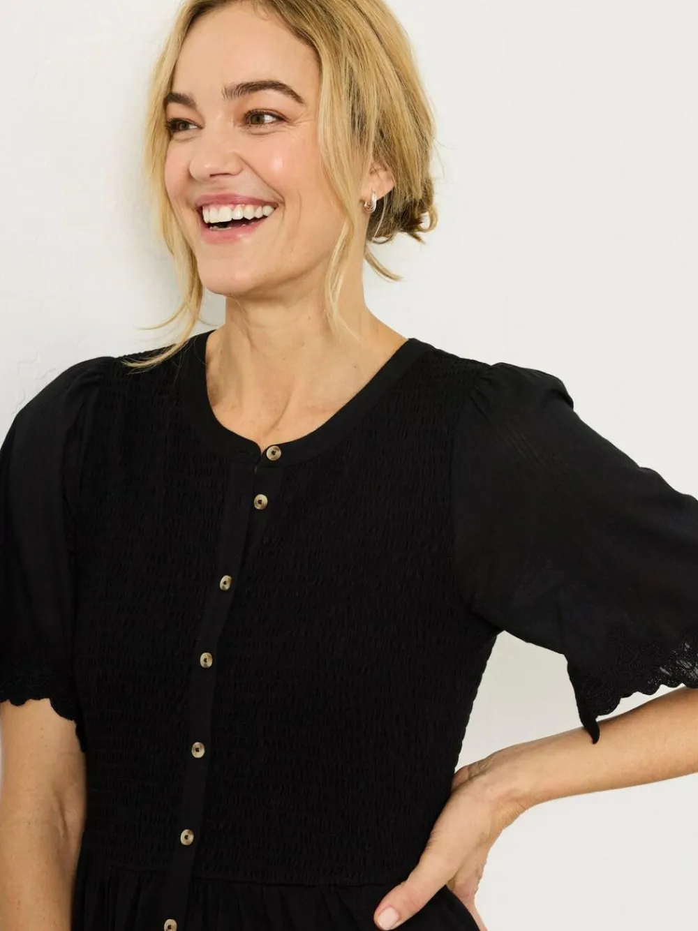 Discount Fat Face FatFace Fleur Jersey Midi Dress Black