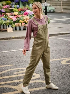 Fat Face FatFace Freja Khaki Green Dungarees^Women Jumpsuits & Playsuits