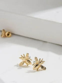 Fat Face FatFace Gold Tone Bee Stud Earrings^Women Jewellery