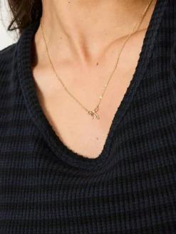 Online Fat Face FatFace Gold Tone Bow Pendant Necklace