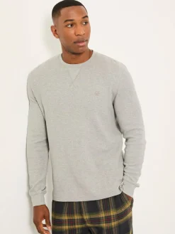 Best Fat Face FatFace Grey Waffle Crew Neck Pyjama Top