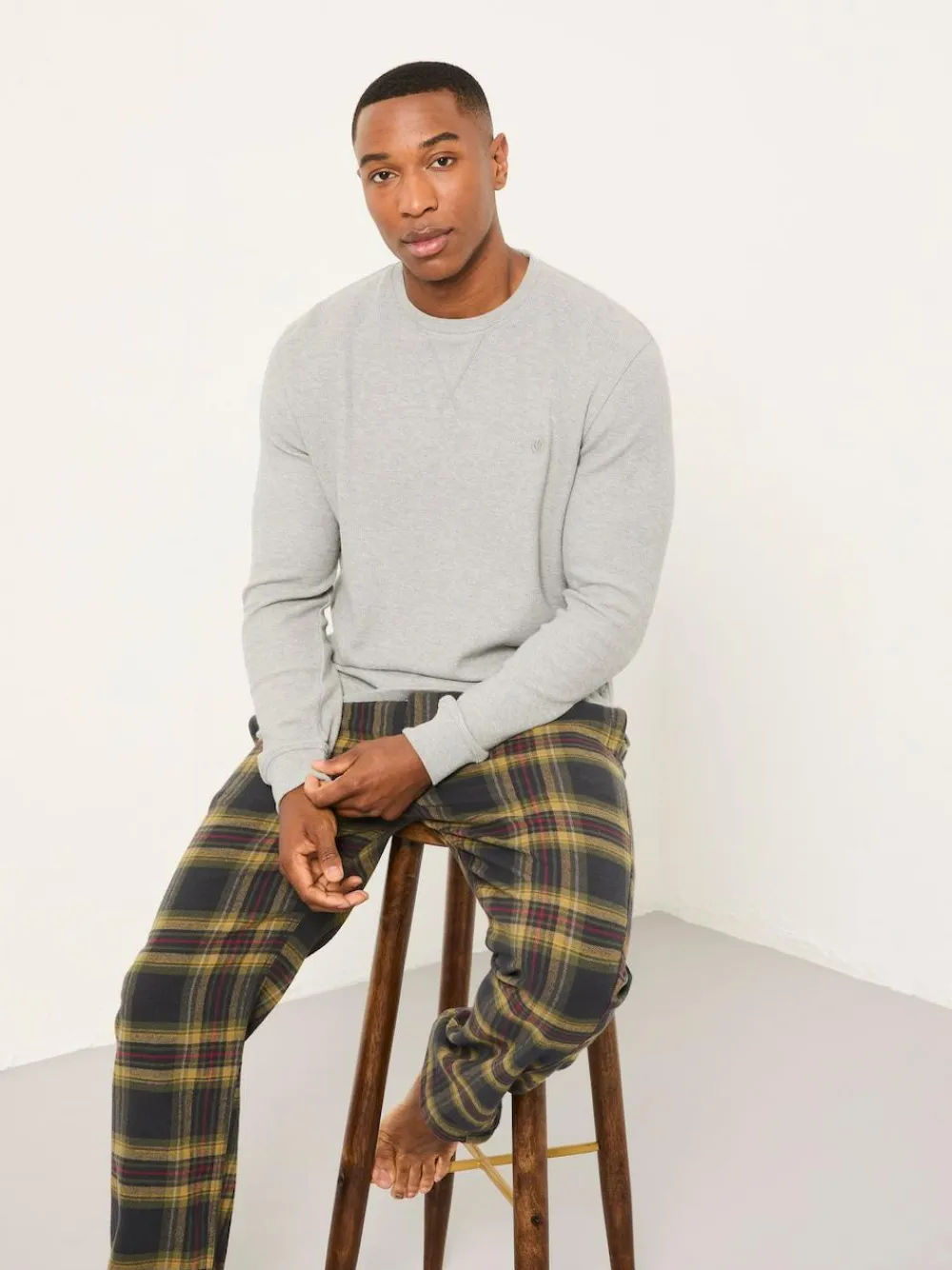 Best Fat Face FatFace Grey Waffle Crew Neck Pyjama Top