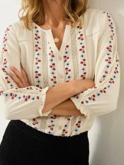 Fat Face FatFace Harper Cream Embroidered Top^Women Tops & T-Shirts|Blouses & Shirts