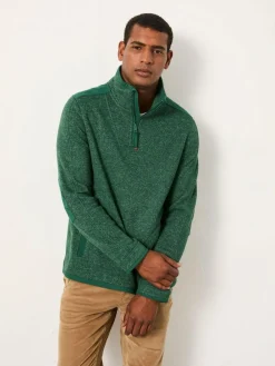 Clearance Fat Face FatFace Haxby Half Zip Sweat Emerald Green