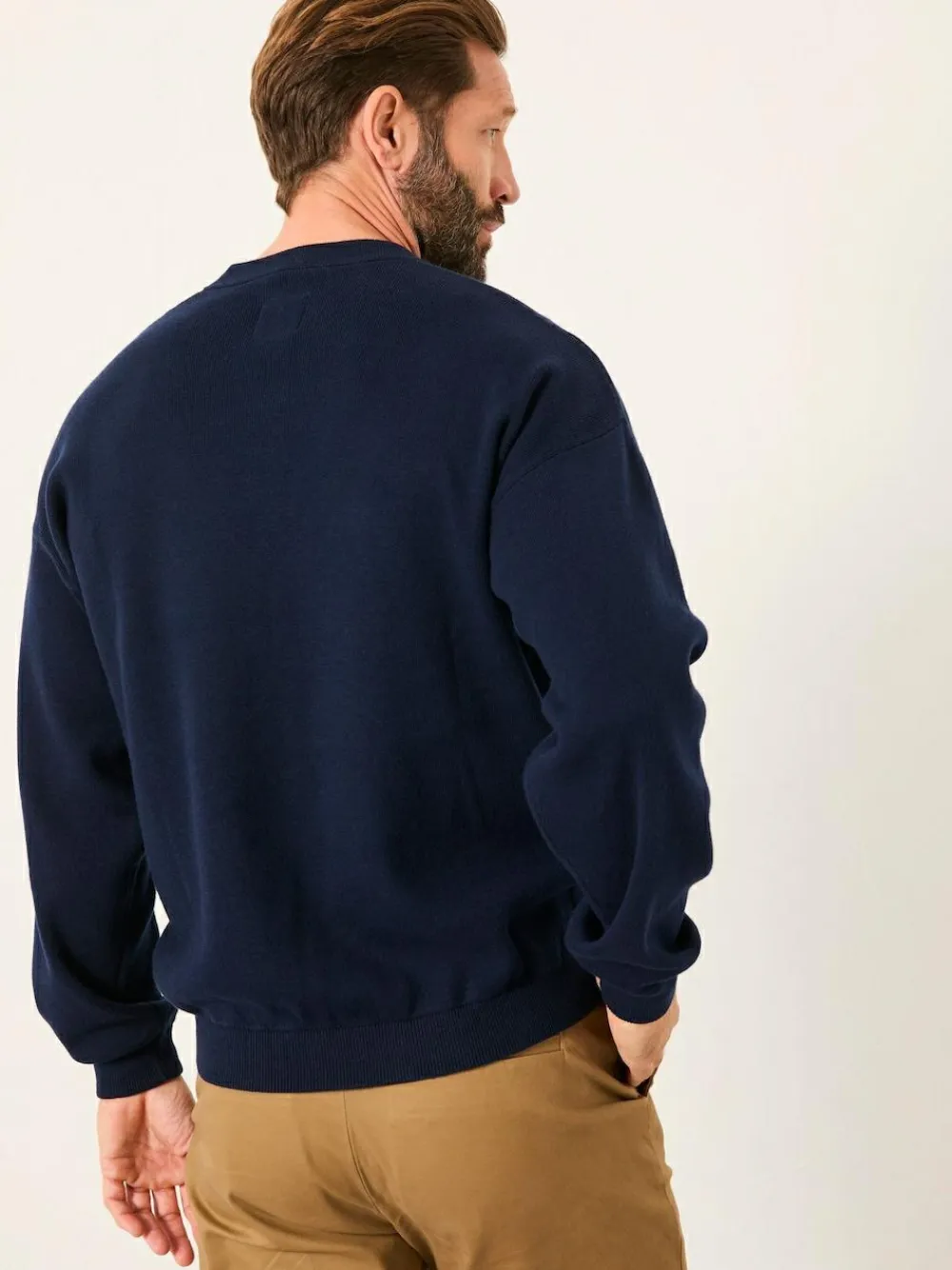 Discount Fat Face FatFace Helston Navy Knitted Crew Neck Henley