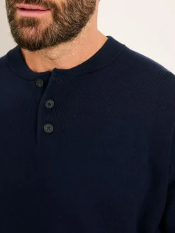 Discount Fat Face FatFace Helston Navy Knitted Crew Neck Henley