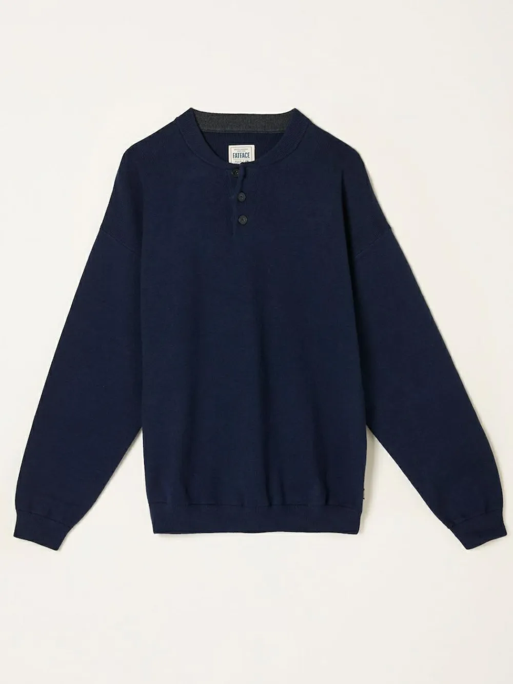 Discount Fat Face FatFace Helston Navy Knitted Crew Neck Henley