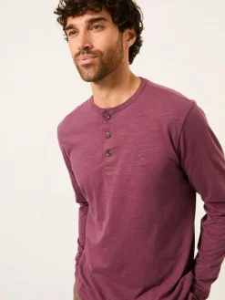 Clearance Fat Face FatFace Henley Long Sleeve Woodside Slub Purple