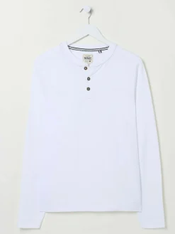 Online Fat Face FatFace Henley Long Sleeve Woodside Slub White