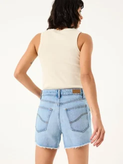 Discount Fat Face FatFace Holywell Light Blue Frayed Denim Shorts