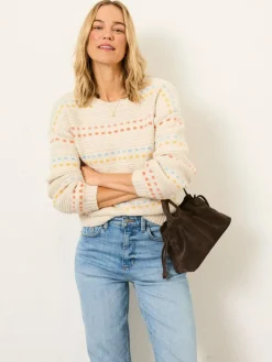 New Fat Face FatFace Isla Ivory Pattern Jumper