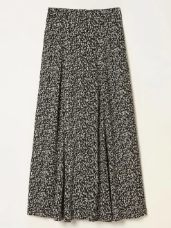 Online Fat Face FatFace Issa Midi Skirt Black Mono Texture
