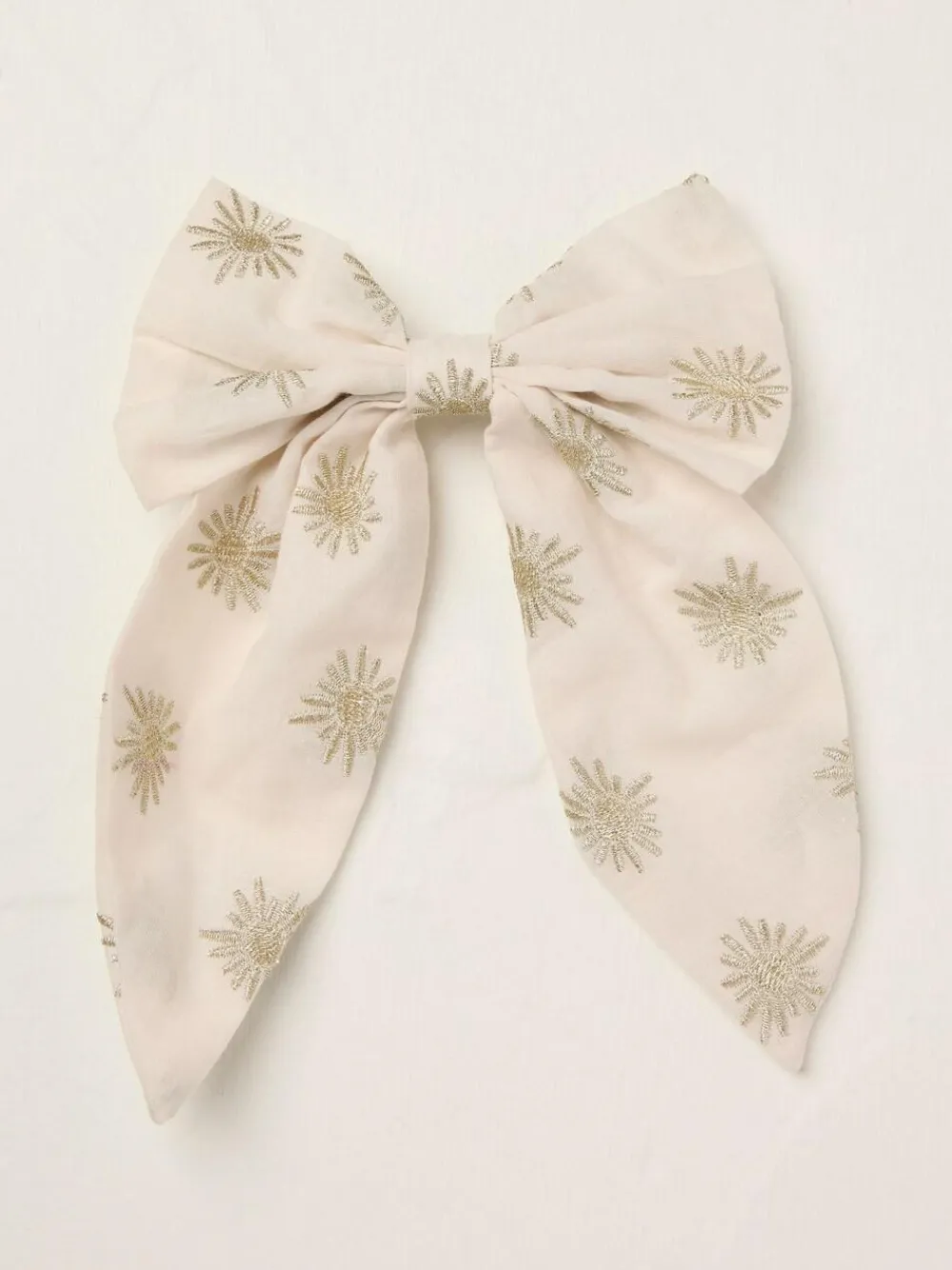 Online Fat Face FatFace Ivory 100% Cotton Embroidered Hair Bow