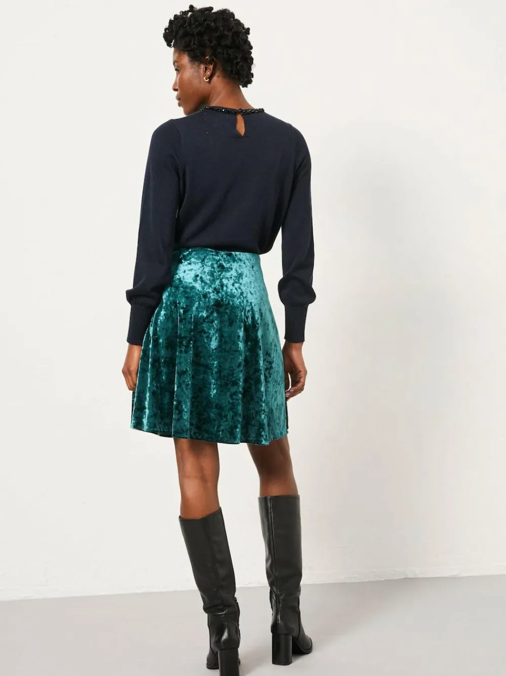 Hot Fat Face FatFace Jess Skirt Teal Blue Velvet