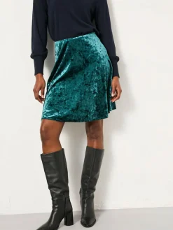 Hot Fat Face FatFace Jess Skirt Teal Blue Velvet