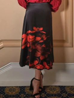 Best Fat Face FatFace Joelle Black Floral Midi Skirt