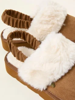 Fat Face FatFace Josie Tan Brown Back Strap Mule^Women Slippers