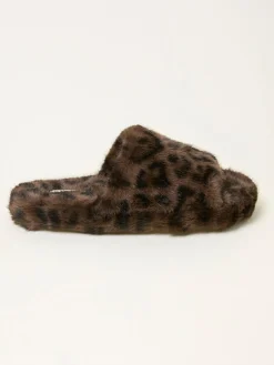 Fat Face FatFace Kat Black Leopard Slipper^Women Slippers